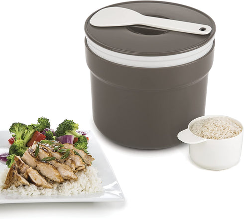 Progressive International Microwave Rice Cooker, 5 Piece Set, Gray