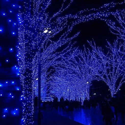 Blue Extra-Long 2-Pack Each 72FT 200 LED Solar String Lights Outdoor, Waterproof Green Wire 8 Lighting Modes Solar Christmas Lights for Garden Patio Tree Party Wedding Decorations (Blue)
