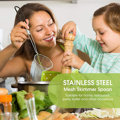 Hot Pot Strainer Scoops, Stainless Steel Hot Pot Strainer Spoons 2.5 inch Mini Mesh Skimmer Spoon Asian Strainer Ladle with Handle (Black,6 Pieces)