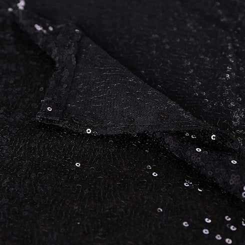 Kmhesvi Black Sequin Backdrop Curtains - 2 Panels 2.3x8.5Ft Sparkly Black Photo Background Glitter Curtains for Birthday Baby Shower Wedding Decorations