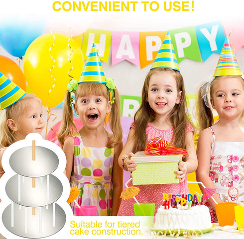 89 Pieces Cake Tier Stacking Kit Sturdy Round Cake Boards with Parchment Paper Round and Plastic Cake Dowel Rods for Cake Tier Stacking Support Decorating (6 Inch, 8 Inch, 10 Inch,Silver Boards)