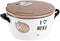 White and Brown Ceramic Japanese Bowl with Lid and Mini Handles, Neko Lucky Cat Microwavable Dish for Noodles and Rice, 5 3/4 Inches