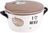 White and Brown Ceramic Japanese Bowl with Lid and Mini Handles, Neko Lucky Cat Microwavable Dish for Noodles and Rice, 5 3/4 Inches