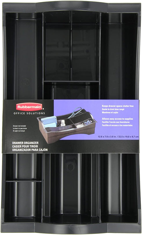 Rubbermaid Hanging Desk Drawer Organizer, Plastic, Black (11916ROS)