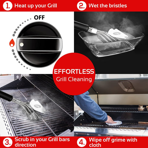 KP Grill Brush and Scraper Bristle Free 2 in 1 Safe Grill Cleaner Design No Bristles in Your Food BBQ Brush Smart Super Grip Handle & Bonus Metal Hanger Best Grill Cleaning Kit +3 eBooks