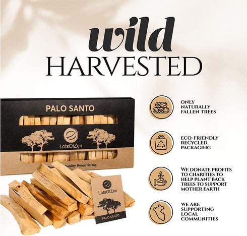 Palo Santo Sticks (20 Pack) ” 100% Natural, High Resin Smudging Sticks from Peru ” Wild Harvested, Sustainably Hand Picked