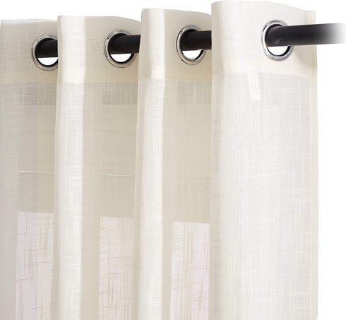 NICETOWN Living Room Window Curtains Semi Sheer 84" Long, Grommet Casual Semitransparent Sheer Privacy with Light Window Treatments for Farmhouse/Sliding Door, 70" Wide, Light Yellow Beige, 2 Panels