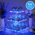 YestBuy 3 Tier Square Cupcake Stand - Premium Cupcake Holder - Acrylic Cupcake Tower Display - Cady Bar Party D©cor + LED Light String - Ideal for Weddings, Birthday Parties( Blue Light)