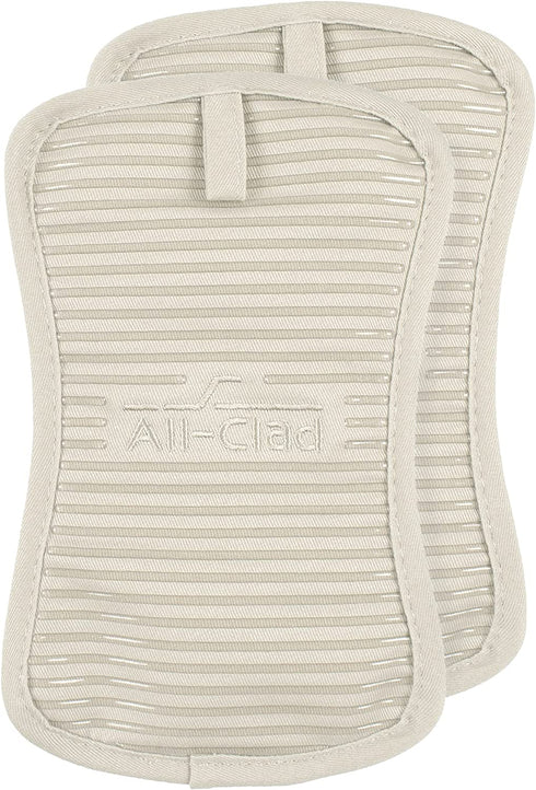 All-Clad Textiles Silicone Pot Holder, 2 Pack, Almond