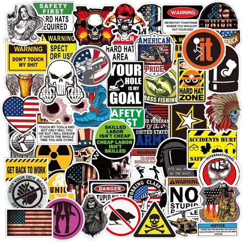 105pcs Pack Hard Hat Stickers, Funny Sticker for Helmet Hood Hardhats Tool Box Car, Gifts for Men Adult Essential Worker Welder Construction Union Military Electrician, American Patriotic Vinyl Decals