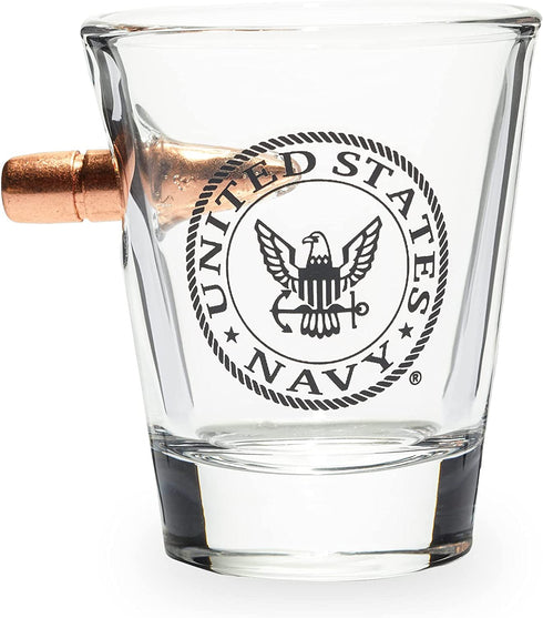 US Navy Bullet Glasses USN Drinking Glasses with Bullets (2 Oz)