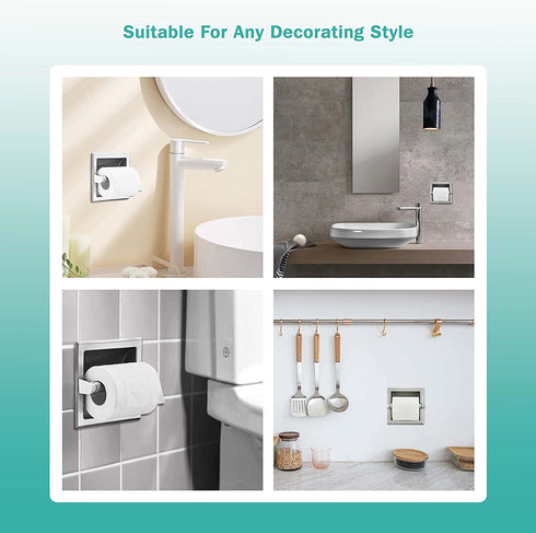 Top Taste Brushed Nickel Recessed Toilet Paper Holder Wall Toilet Paper Holder?Modern Style Recessed Tissue Roll Dispenser for Bathroom- Recessed Toilet Tissue Holder Includes Rear Mounting Brack