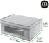 mDesign Fabric Stackable Basket Cube Storage Organizer Bin with Clear Plastic Window and Attached Lid for Organizing Bedroom Closet - Holds Clothes, Blankets, Hats - 2 Pack - Gray