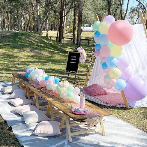 Beaumode DIY Pastel Balloon Garland Kit 104pcs Pastel Balloons for Kids Themed Birthday Backdrop Unicorn Butterfly Garden Cake Smash Photo Shoot Party Decoration Supplies