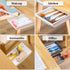 4 Pieces Under Desk Drawer Organizer, 8.8" Long, 3.5"/5.3" wide,Vankcp Expandable Self-Adhesive Drawer, Pop-Up Hidden Drawer Organizer Storage Set for Office School Home Desk, White,Gray