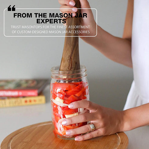 Masontops Pickle Packer - Acacia Wood Vegetable Fermentation Tamper - Cabbage Sauerkraut Pounder - Fermenting Food Tool