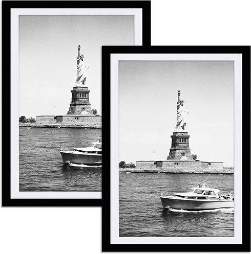 ENJOYBASICS 11x17 Picture Frame Black Poster Frame,Display Pictures 8x12 with Mat or 11x17 Without Mat,Wall Gallery Photo Frames,2 Pack