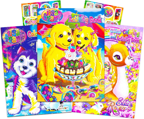 Lisa Frank Coloring Book and Stickers Super Set (3 Books with Over 30 Lisa Frank Stickers)
