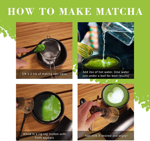 BambooMN Japanese Matcha Whisk Chasen - Traditional Handcurled 100 Tate Matcha Utensil - Natural Golden Brown - 2 Pieces