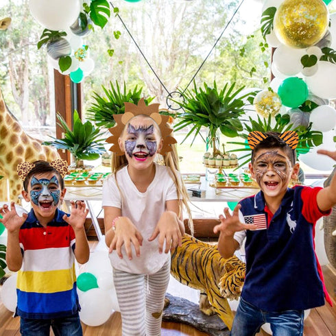 Jungle Safari Zoo Animals Headbands Birthday Party Favor Monkey Rhinoceros Elephant Lion Giraffe Tiger Zebra Leopard Hair Hoop for Kids Adults