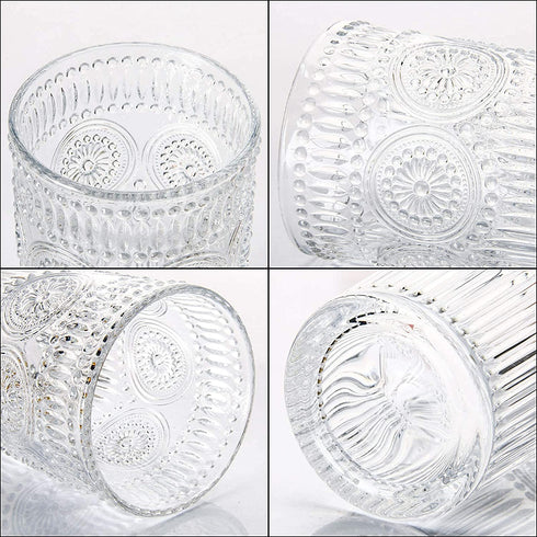 CZUMJJ 10 oz Romantic Water Glasses 6 Pack Premium Drinking Glasses Tumblers Vintage Glassware Set, Perfect for Drinking Whiskey, Juice, Beverages, Beer, Cocktail