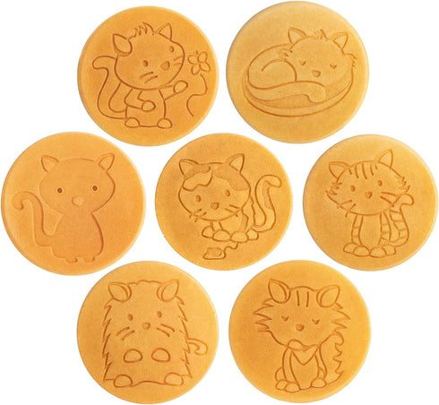 Kitty Friends Mini Pancake Pan - Make 7 Unique Flapjack Cat Designs, Nonstick Pan Cake Maker Griddle for Breakfast Kitten Fun & Easy Cleanup, Fun Animal Gift