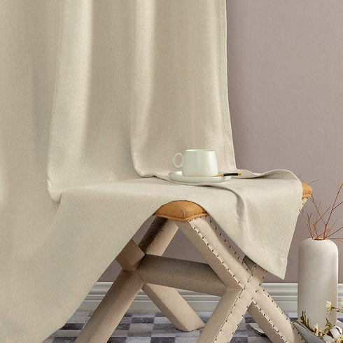 jinchan Linen Textured 72 inch Long Room Darkening Greyish Beige Curtains for Bedroom Light Reducing & Thermal Insulating Curtain Panel One Panel