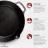 Cast Iron Skillet - 12"-Inch Dual Handle Frying Pan + Silicone Handle Holder Covers + Pan Scraper - Pre-Seasoned Oven, Grill, Fire, BBQ, Stovetop, Induction Safe Kitchen Cookware - Indoor/Outdoor Use