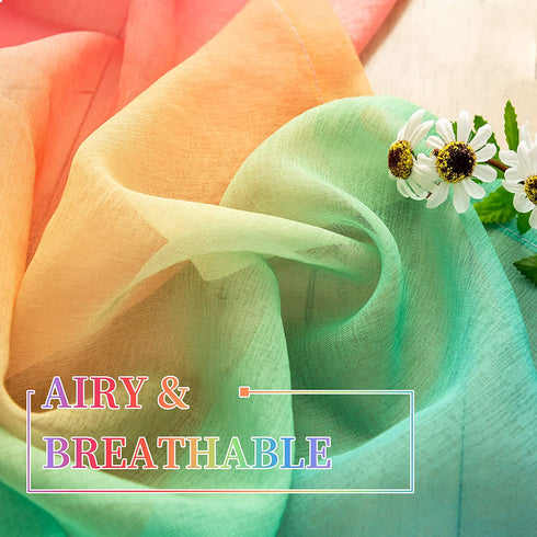 Lofus Sheer Window Curtains, Rods Pocket Voile Fabric Drapes/Panels/Treatments for Living Room/Kitchen/Bedroom, 52 x 96, Set of 2, Rainbow
