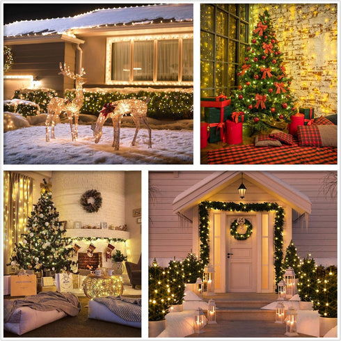 JMEXSUSS 300 LED String Lights Indoor Outdoor, Clear Wire Warm White Christmas Lights with 8 Modes, Plug in Fairy String Lights for Bedroom Garden