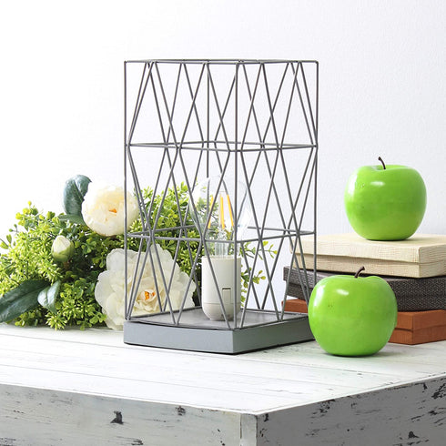 Simple Designs LT1073-GRY Geometric Square Metal Table Lamp, Gray