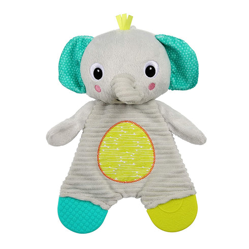 Bright Starts Snuggle & Teethe Plush Teething Baby Toy - Elephant, Crinkle Fabric, Ages 0 Months +