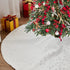 EHEYCIGA Fleece Christmas Tree Skirt White 48 inches with Silver Snowflakes and Stars Stamped Silver, Christmas Tree Blanket for Xmas Tree, Holiday Christmas Tree Decorations