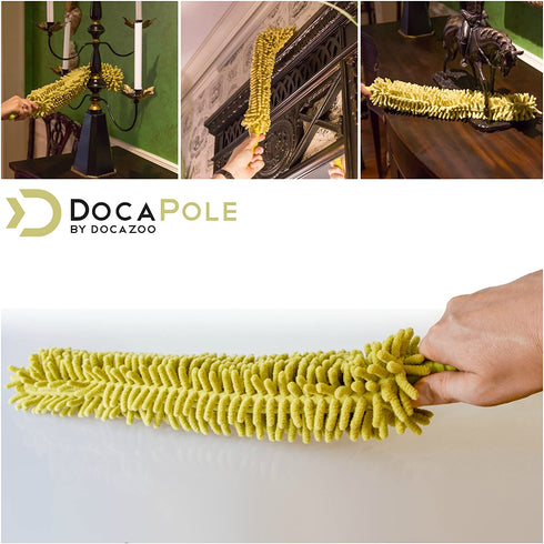 DocaPole Microfiber Flex-and-Stay Ceiling Fan Duster // Fan Duster with Removable Microfiber Chenille Dusting Cloth // For Dusting High Ceiling Fans with Extension Pole // DocaPole Cleaning Attachment