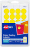 Avery Print/Write Self-Adhesive Removable Labels, 0.75 Inch Diameter, Yellow, 1,008 per Pack (5462)