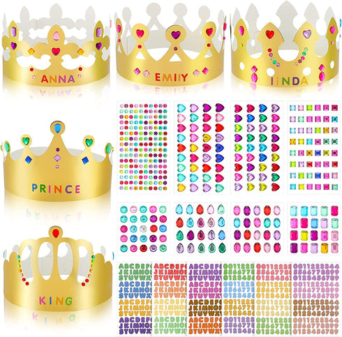 Paper Princess Prince Crowns for Kids Birthday Party Hats Gold for Boys Girls DIY Crown Supplies