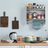 BTY Wood Towel Rack Bathroom Shelves with Towel Bar, Farmhouse Torched 2-Tier Wall Mounted Bathroom Rack Holder Hanging Storage Organizer with Shelf for Kitchen, Bathroom - Rustic Grey