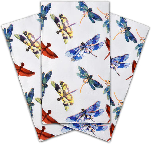 100 Dragonfly Guest Napkins 3 Ply Disposable Decorative Paper Hand Towels for Bathroom Dragonflies Party Spring Fall Napkin Supplies Guests Bathrooms Towel Bulk