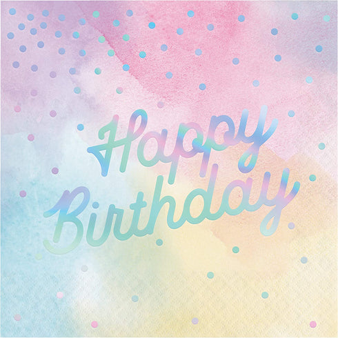Creative Converting, IRIDESCENT LUNCHEON NAPKIN, HAPPY BIRTHDAY, 0.055x12.75x12.875inc