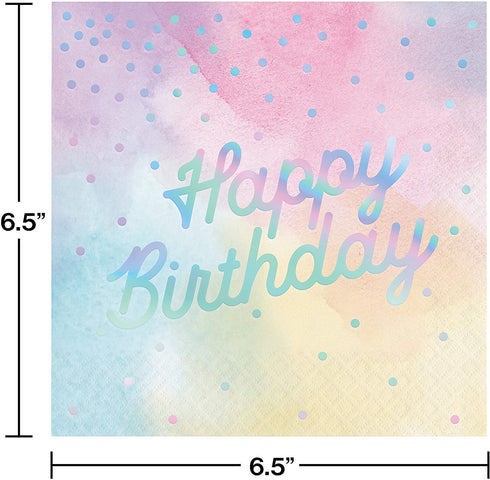 Creative Converting, IRIDESCENT LUNCHEON NAPKIN, HAPPY BIRTHDAY, 0.055x12.75x12.875inc