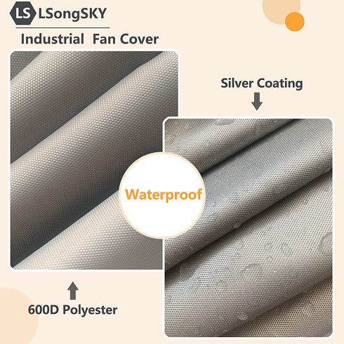 LSongSKY Industrial Fan Cover?Waterproof&Dustproof Cover suitable for 18"20"High Velocity Electric Industrial and Home Floor Fan,600D Oxford fabric, Silver coating(24"x7.5"x24")