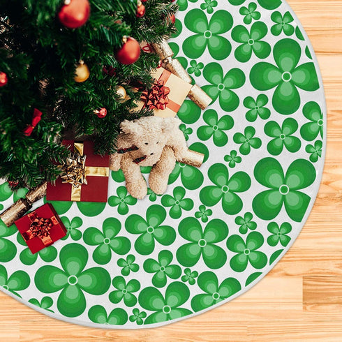 Qilmy St. Patrick's Day Shamrocks Tree Skirt Winter New Year House Decorative Supplies for Holiday Office Gift Tree Base Cover Mat Decorations 35.4inch