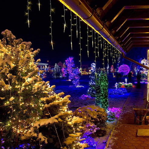 Icicle Christmas Lights, 29.5ft 360 LED Connectable Icicle String Lights with 60 Drops, Window Curtain Fairy Lights with 8 Modes, Icicle Fairy Twinkle Lights for Christmas Decorations (Warm White)