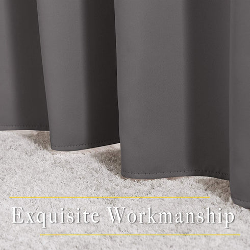 NICETOWN Blackout Curtains Panels for Bedroom - Window Treatment Thermal Insulated Solid Grommet Blackout Drapes for Living Room (Set of 2 Panels, 52 by 45 Inch, Grey)