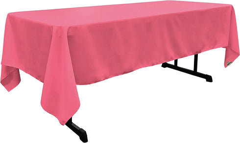 LA Linen Polyester Poplin Washable Rectangular Tablecloth, Stain and Wrinkle Resistant Table Cover 60x126, Fabric Table Cloth for Dinning, Kitchen, Party, Holiday 60 by 126-Inch, Hot Pink