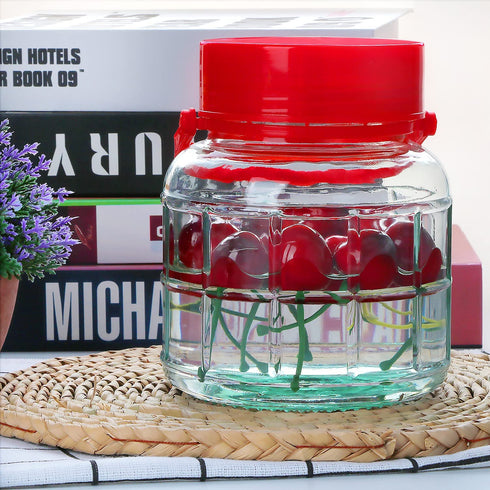 Glass Jars With Airtight Lids 32oz,Maon Jars With Handle 1L,Wide Mouth Jars With Plastic Lids For Dry Food Storage Jars for Pickling,Kitchen Canister Fermenting Sun Tea Kombucha Kefir Water Storing Canning Jars 6Pack