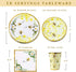 Bumble Bee Tableware Party Decorations | Paper Plates, Napkins, Beverage Cups | Baby Shower Gender Reveal Neutral Supplies, Birthdays and Weddings, Honeycomb, Yellow Floral, Gold Foil, Serves 16
