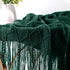 Walensee Throw Blanket for Couch, 50 x 60 Forest Green, Acrylic Knit Woven Summer Blanket, Lightweight Decorative Soft Nap Throw with Tassel for Chair Bed Sofa Travel Picnic, Suitable for All Seasons