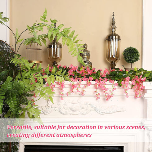 4 Pieces 26 Feet in Total Artificial Wisteria Garland Silk Wisteria Vine Artificial Wisteria Vine Fake Wisteria Garland Hanging Arch Flower for Wedding Home Garden Party Outdoor Decor (Pink)