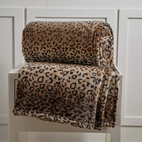 softan Leopard Print Flannel Blanket Lightweight Super Soft Ultra Luxurious Plush Fleece Blankets (Leopard, Throw(50"×60"))
